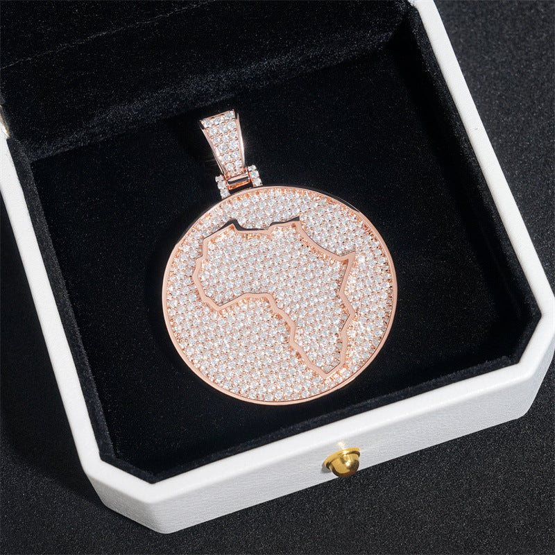 Custom Africa Map Moissanite Pendant Bornreal Jewelry