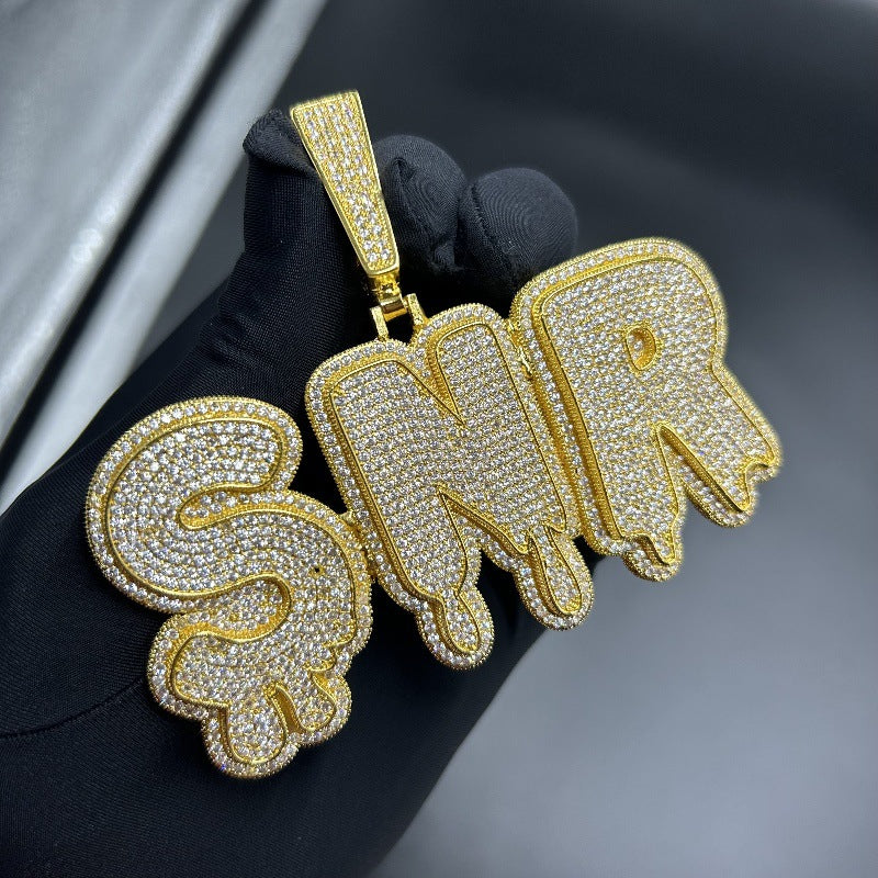 Customized letter and number combination zircon drop pendant Gubanlink