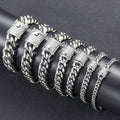 8/10/12/14/16/18MM White Gold Plated Stainless Steel Iced Out Miami Cuban Link Bracelet Thegoldlinks