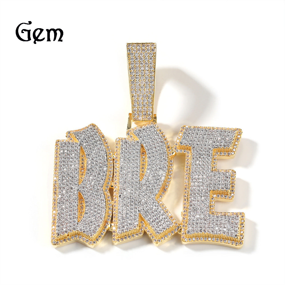 Customized Digital and Alphabet Zircon Pendant