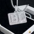 Custom Rectangle Letter Moissanite Pendant Bornreal Jewelry