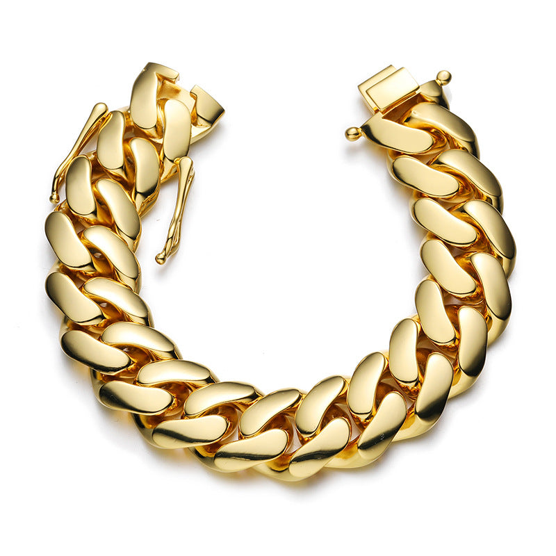 8/10/12/14/16/18MM 18K Gold Plated  Butterfly Buckle Miami Cuban Link Bracelet Gubanlink