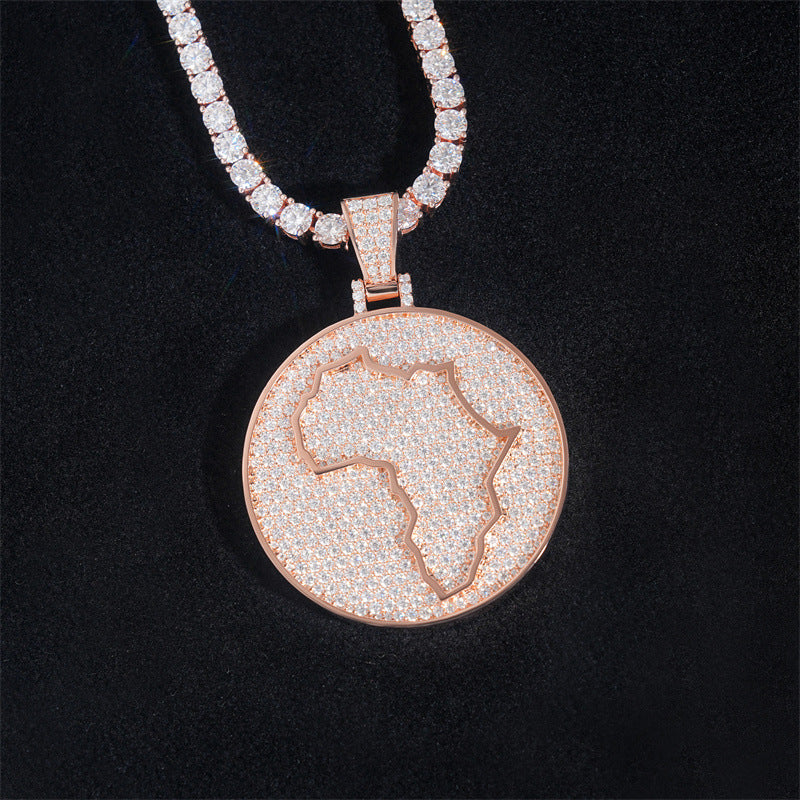 Custom Africa Map Moissanite Pendant Bornreal Jewelry