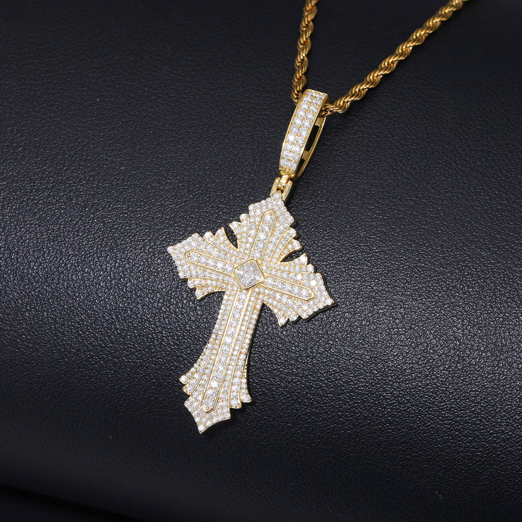 Moissanite Abstract Cross Pendant