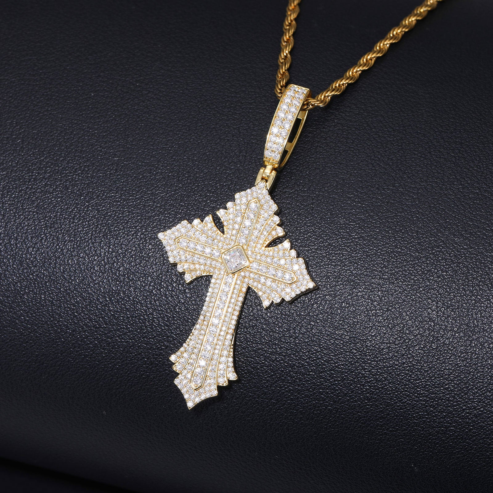 Moissanite Abstract Cross Pendant