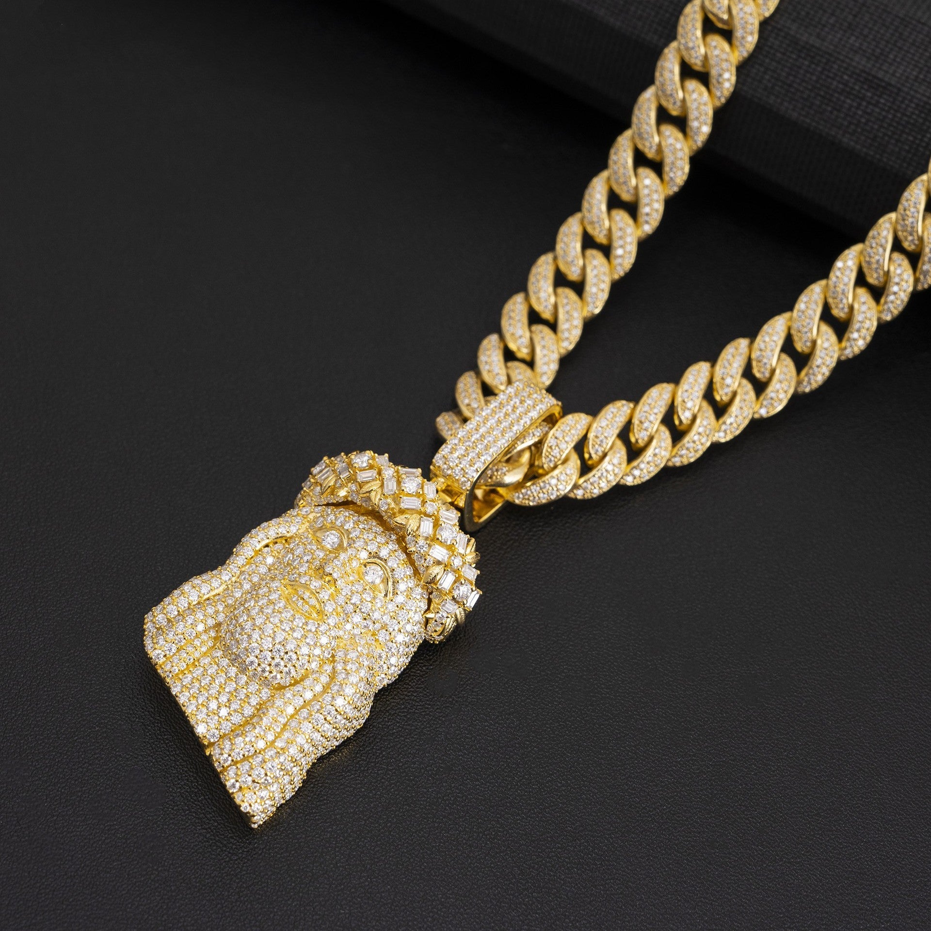 Baguette Moissanite Bell Jesus Pendant gubanlink