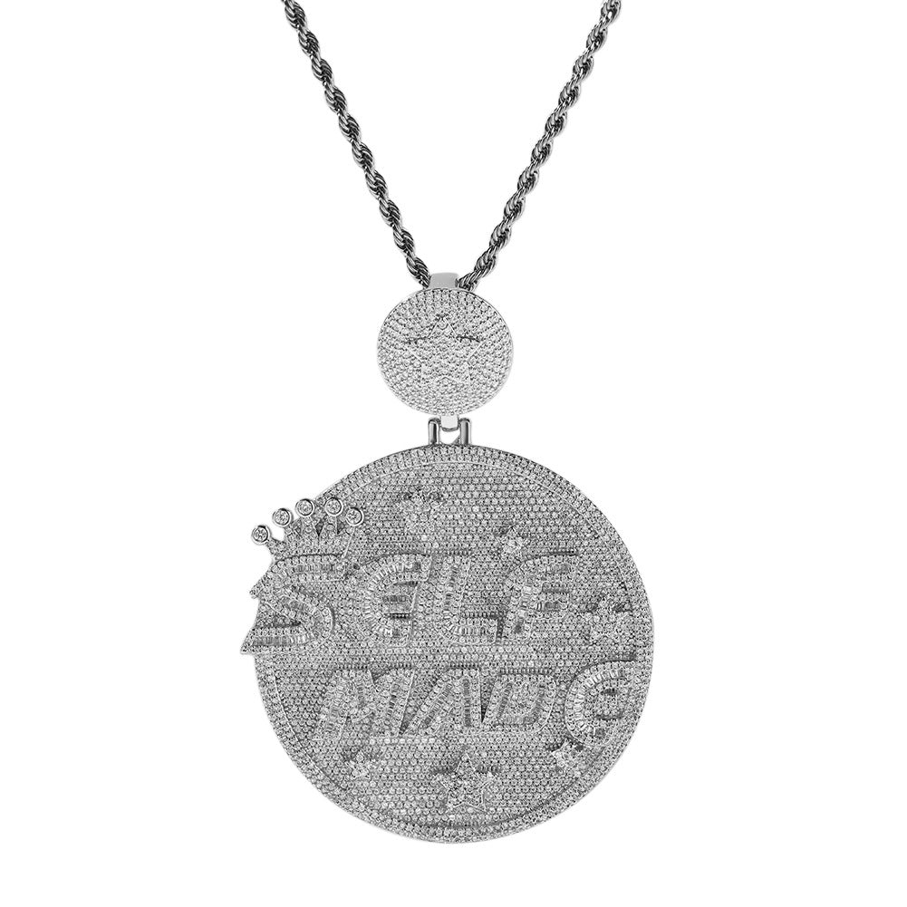 Customized Letter and Number Round Star Crown Pendant