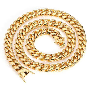 8/10/12/14/16/18MM 18K Gold Plated  Miami Cuban Link Chain