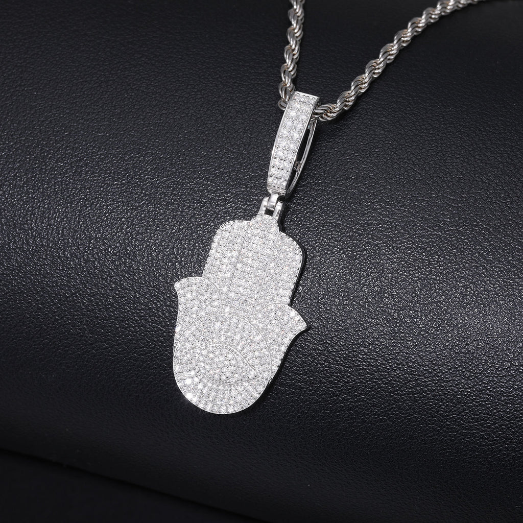 S925 Silver Moissanite Hip-hop Vintage Fatima Pendant