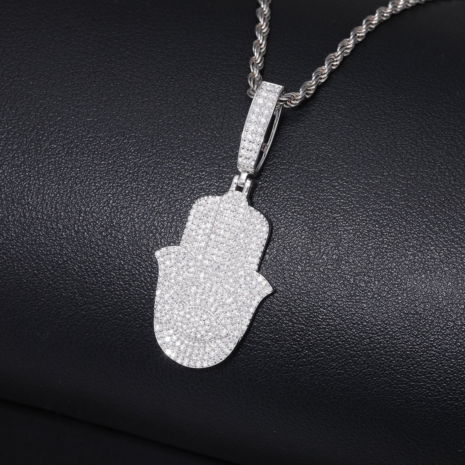 S925 Silver Moissanite Hip-hop Vintage Fatima Pendant