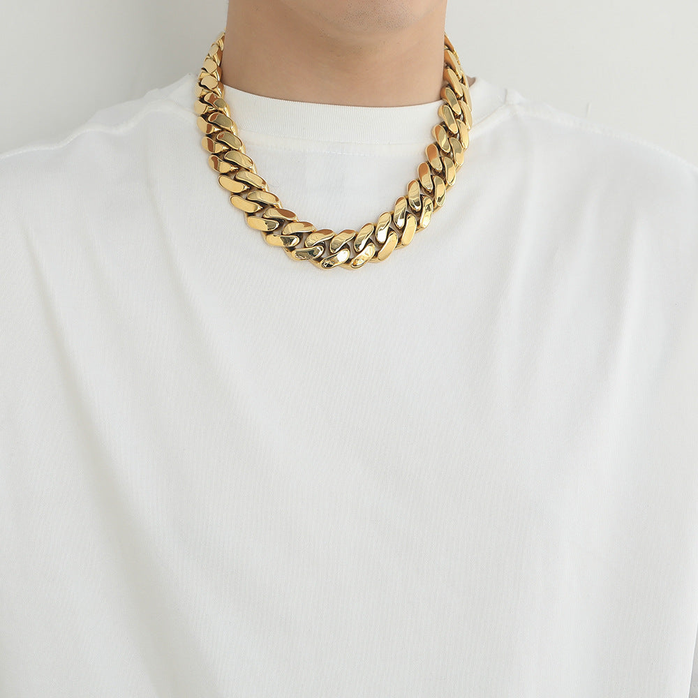 Mens 22MM 18K Gold Plated Miami Cuban Link Bracelet