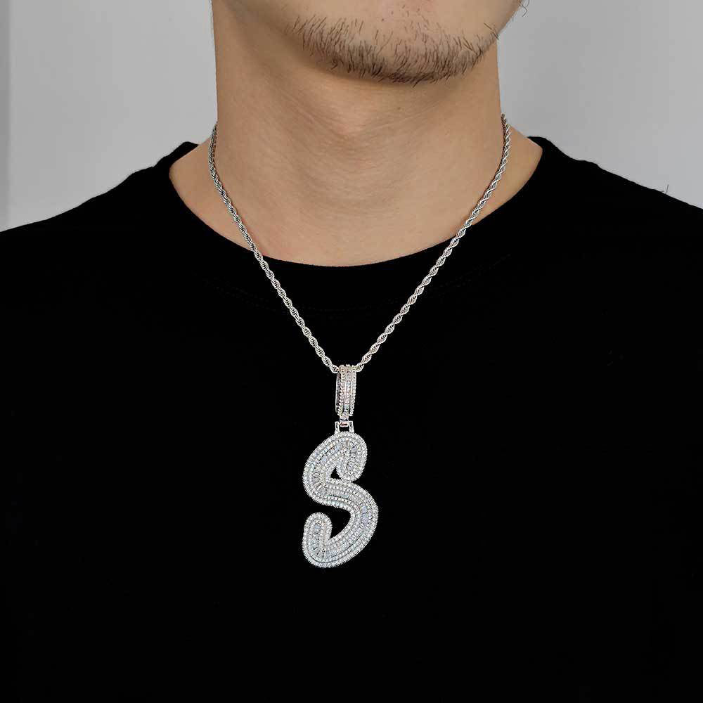 Customized Letter Square Zircon Pendant