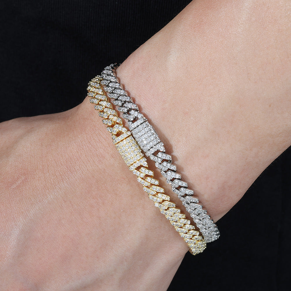 6mm S925 silver single row moissanite Cuban Bracelet