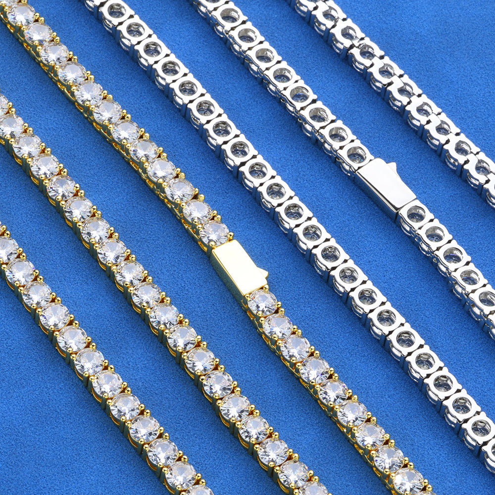 3mm-5mm  White Gold S925 Silver Moissanite Tennis Chains Gubanlink