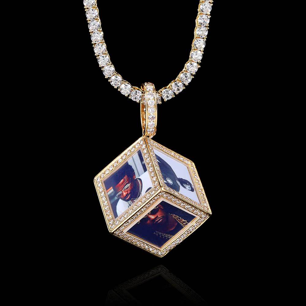 Cube memory photo pendant zircon DIY Thegoldlinks