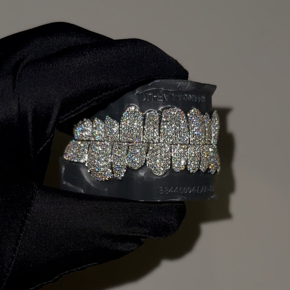 Honeycomb Moissanite 925 Silver GRILLZ