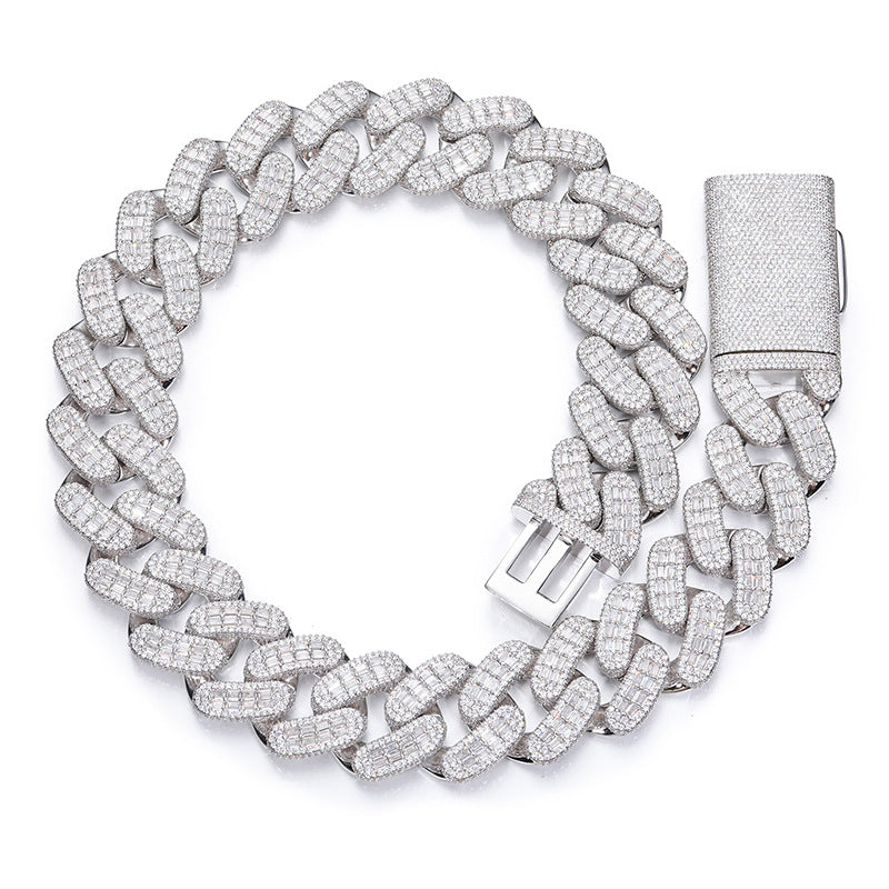 28MM White Gold Diamond Square Zircon Cuban Chain