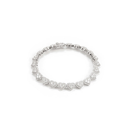 8mm 925 Silver Heart Shape Moissanite Cuban Link Bracelet