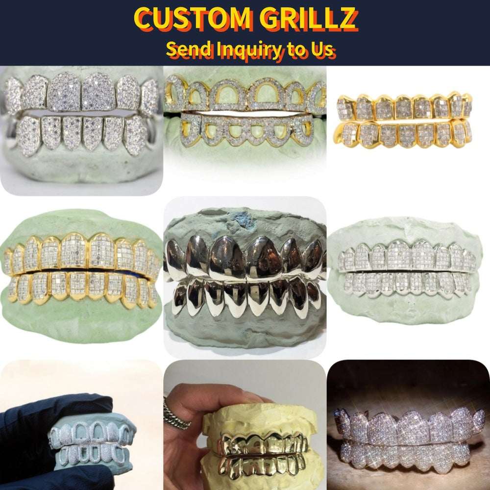 Custom 925 Silver Moissanite Opal Grillz Gubanlink