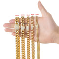 6-14mm 14K Gold Plated Iced Out Clasp Miami Cuban Link Chain Icedking