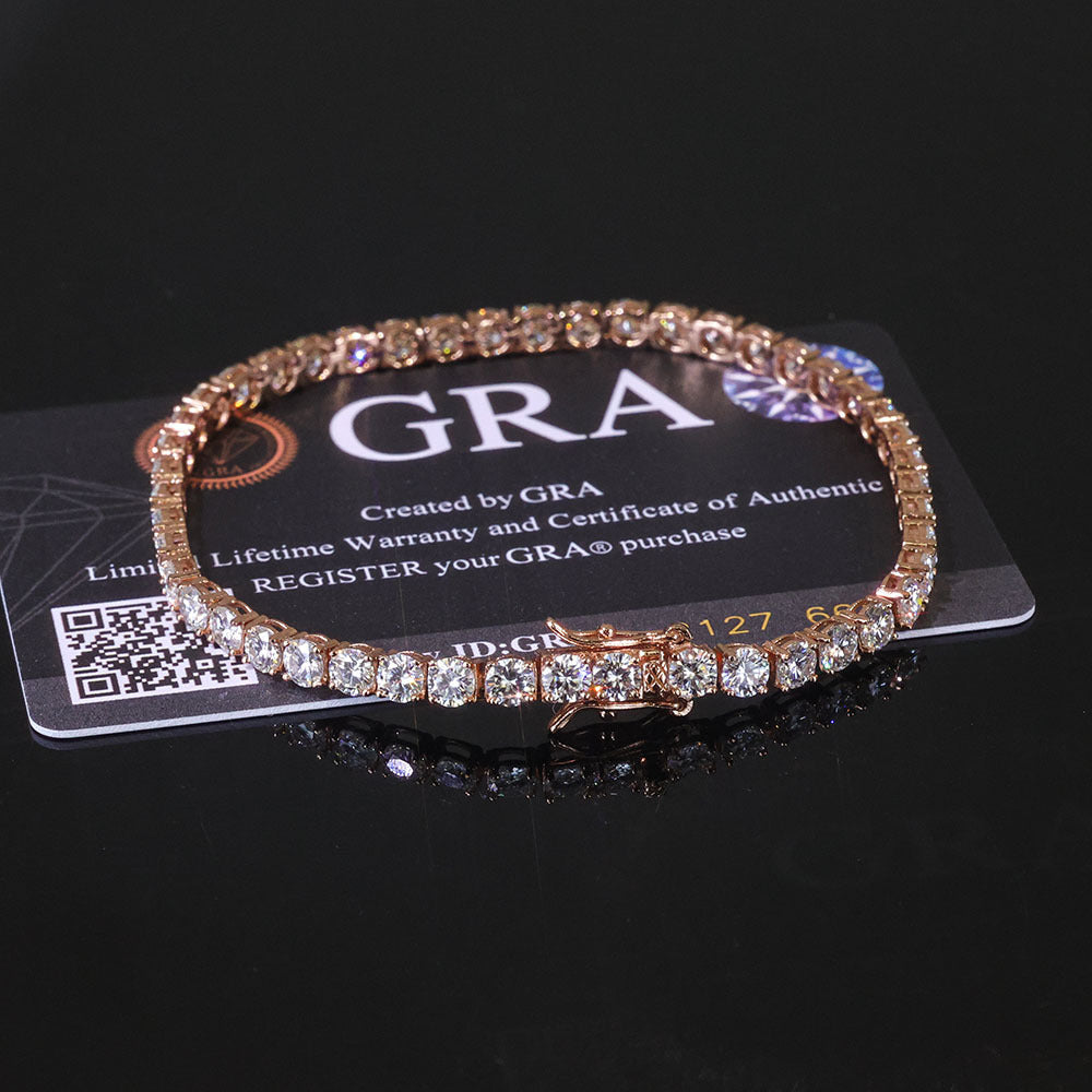 Rose Gold 925 Silver Moissanite Tennis Bracelet (ALL SIZES) Gubanlink
