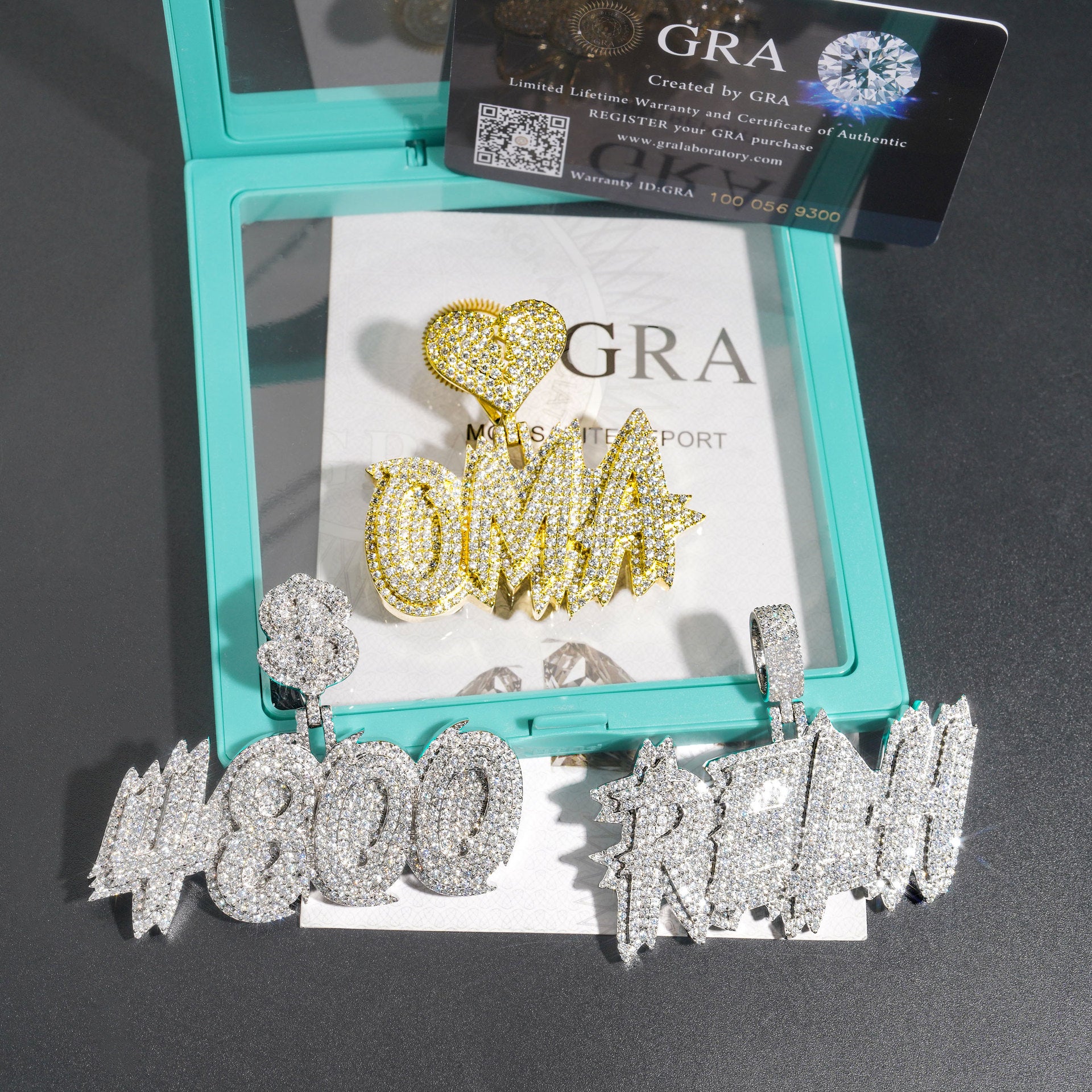 Silver Moissanite Burr Letter Necklace Pendant