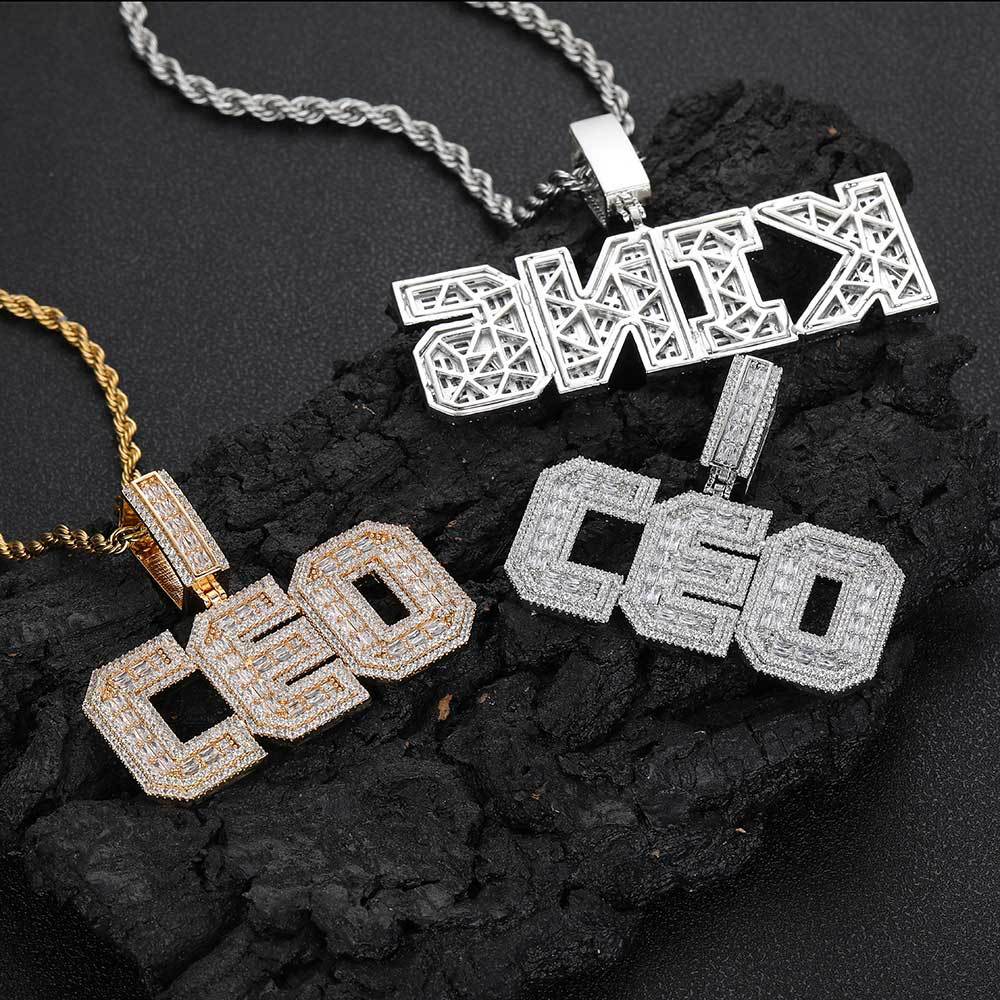 Custom T-square hip-hop letter pendant