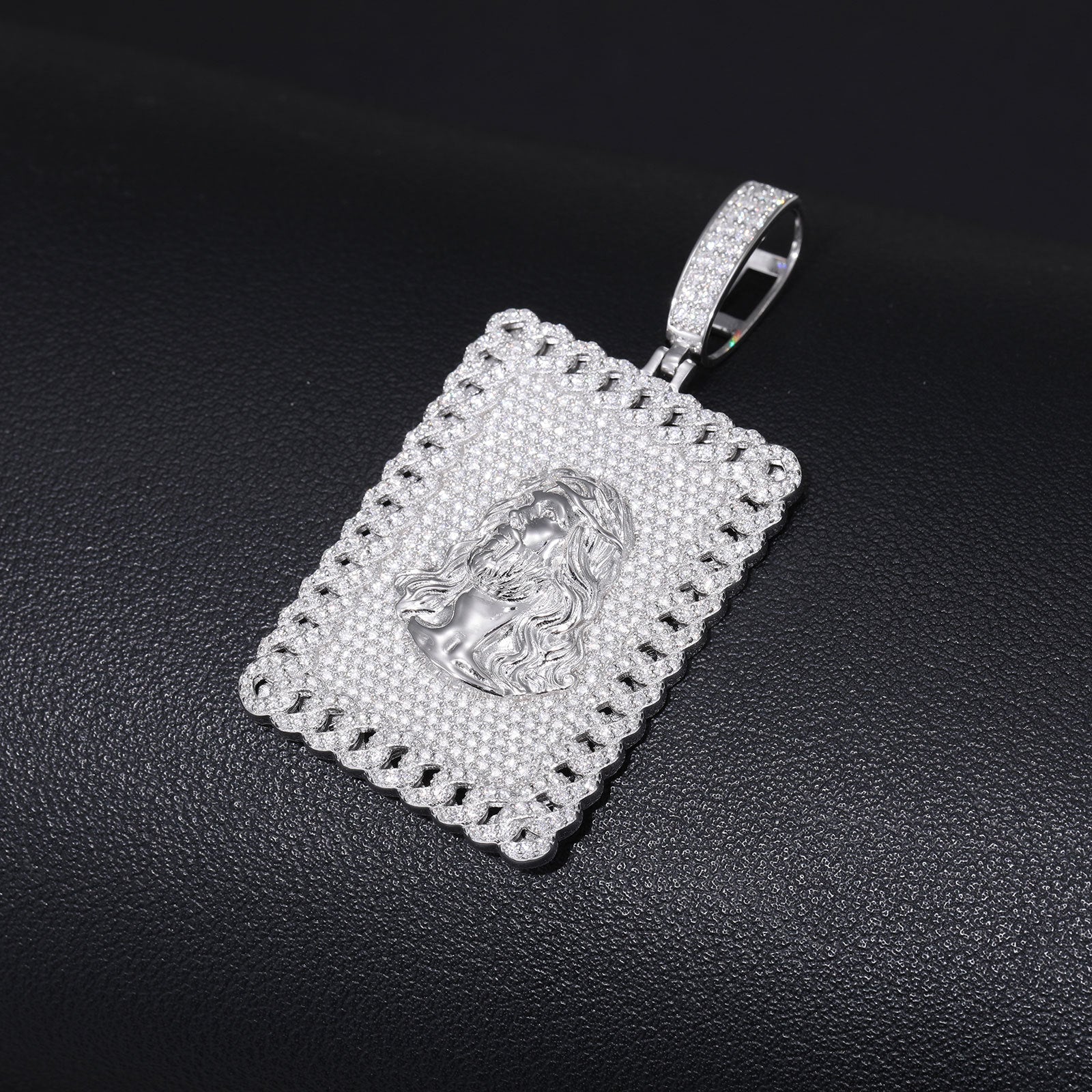 Icy Moissanite Jesus Pendant (Sterling Silver)