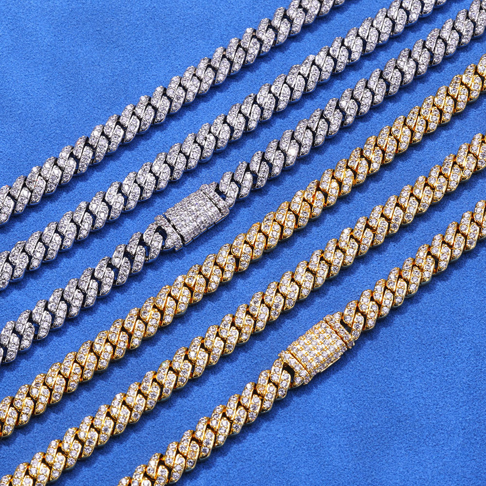 6mm S925 silver single row moissanite Cuban Link Chain Gubanlink