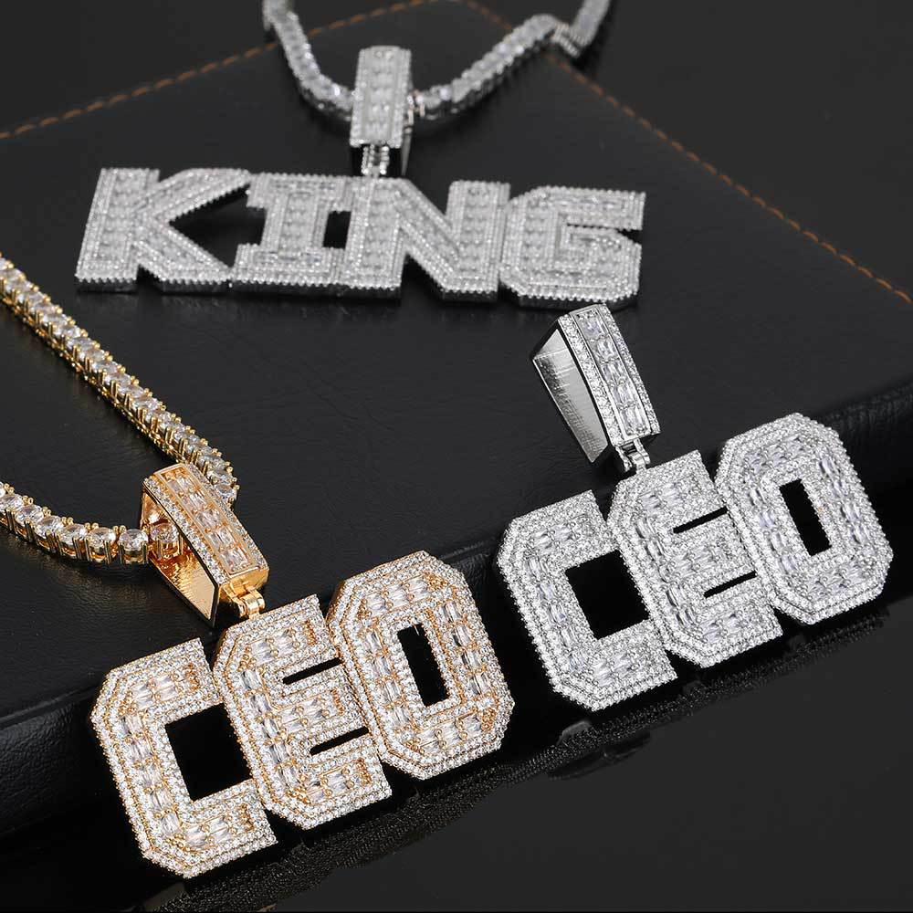 Custom T-square hip-hop letter pendant