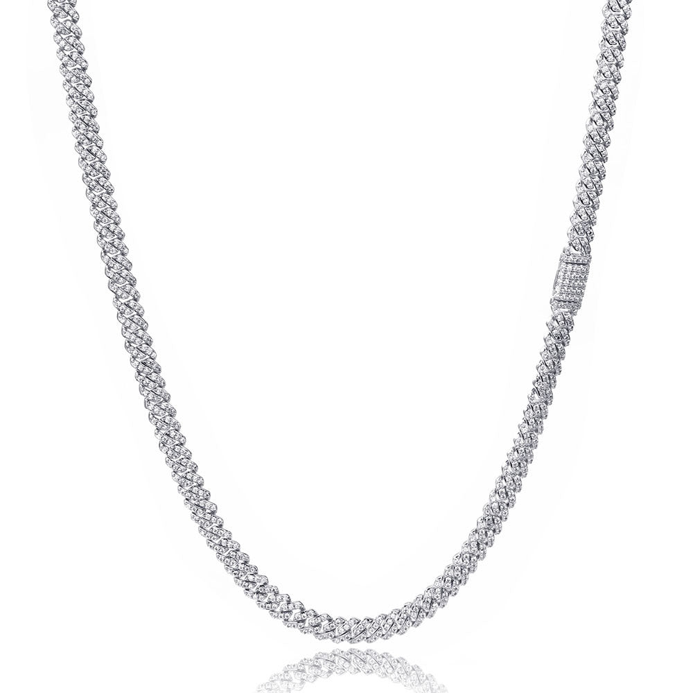 6mm S925 silver single row moissanite Cuban Link Chain