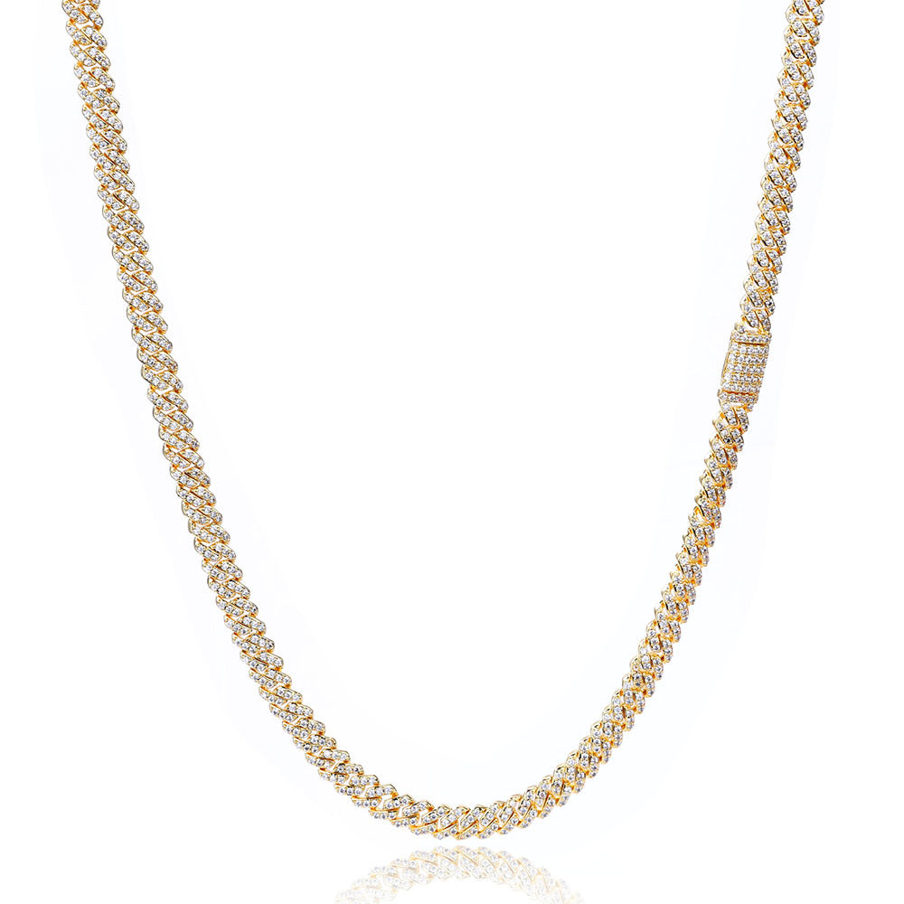 6mm S925 silver single row moissanite Cuban Link Chain Gubanlink
