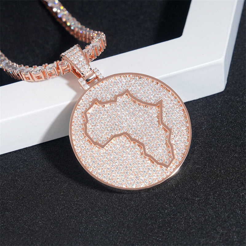 Custom Africa Map Moissanite Pendant Bornreal Jewelry