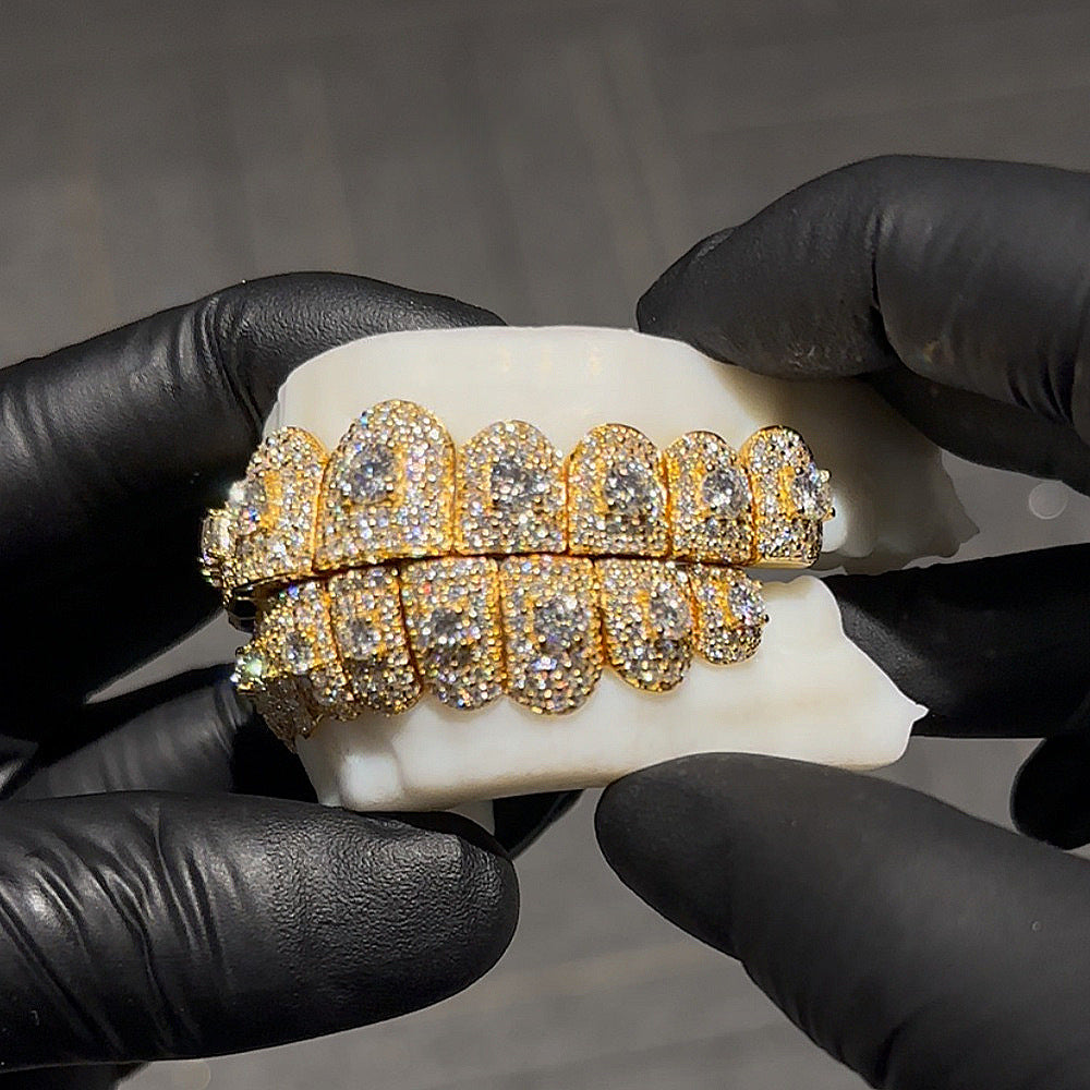 Big Stone Honeycomb S925 Moissanite Diamond Grillz