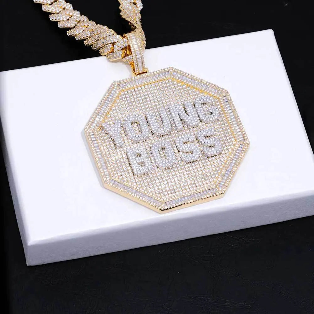 3D Big Octagon Custom Letter Pendant Thegoldlinks