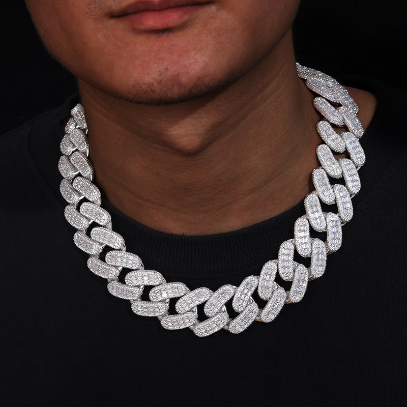 28MM White Gold Diamond Square Zircon Cuban Chain