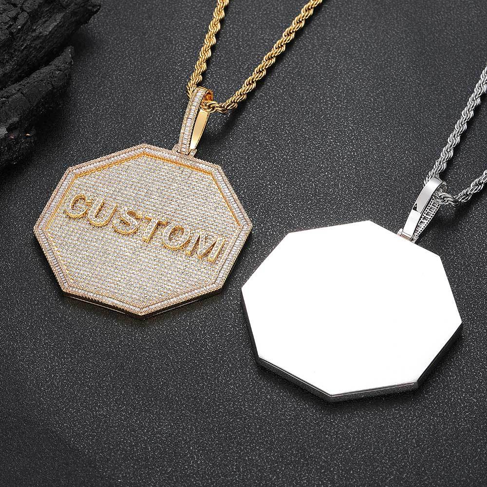 3D Big Octagon Custom Letter Pendant