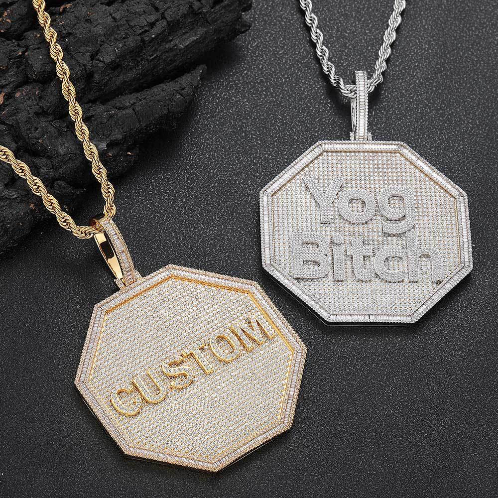 3D Big Octagon Custom Letter Pendant Thegoldlinks