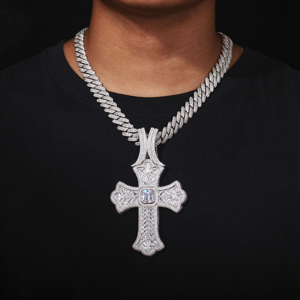 Oversized  CZ Stone Cross Pendant
