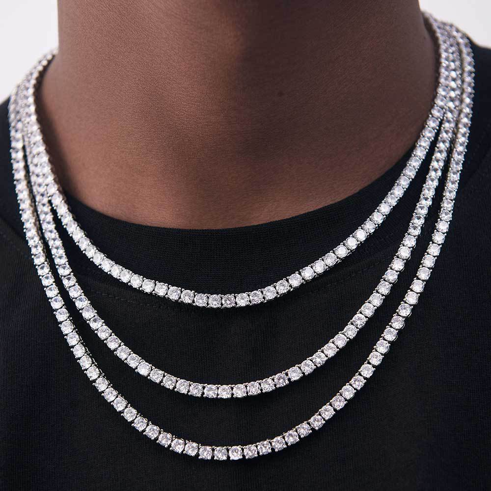 3mm-5mm  White Gold S925 Silver Moissanite Tennis Chains