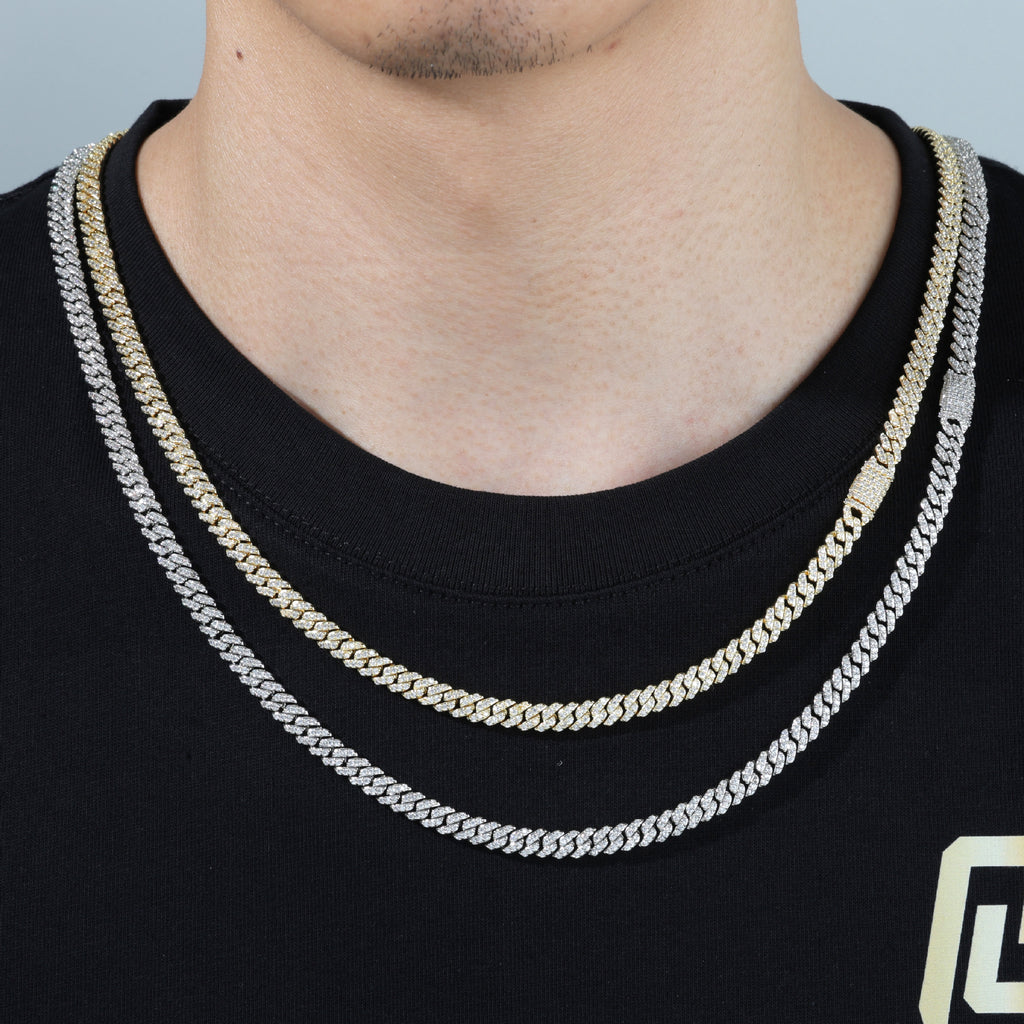 6mm S925 silver single row moissanite Cuban Link Chain