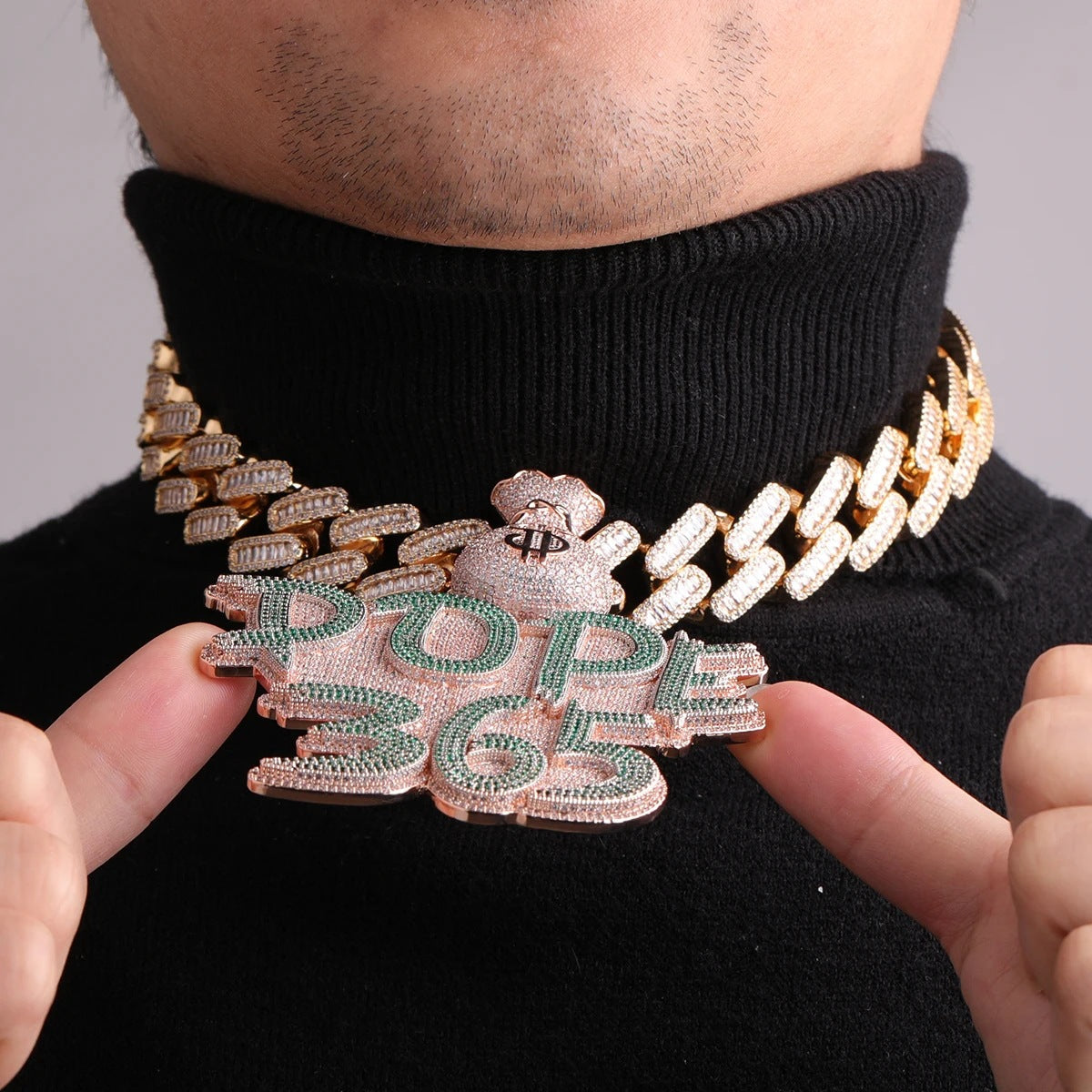 Money Bag Prong Set Custom Made Nameplate Hip Hop Pendant Gubanlink