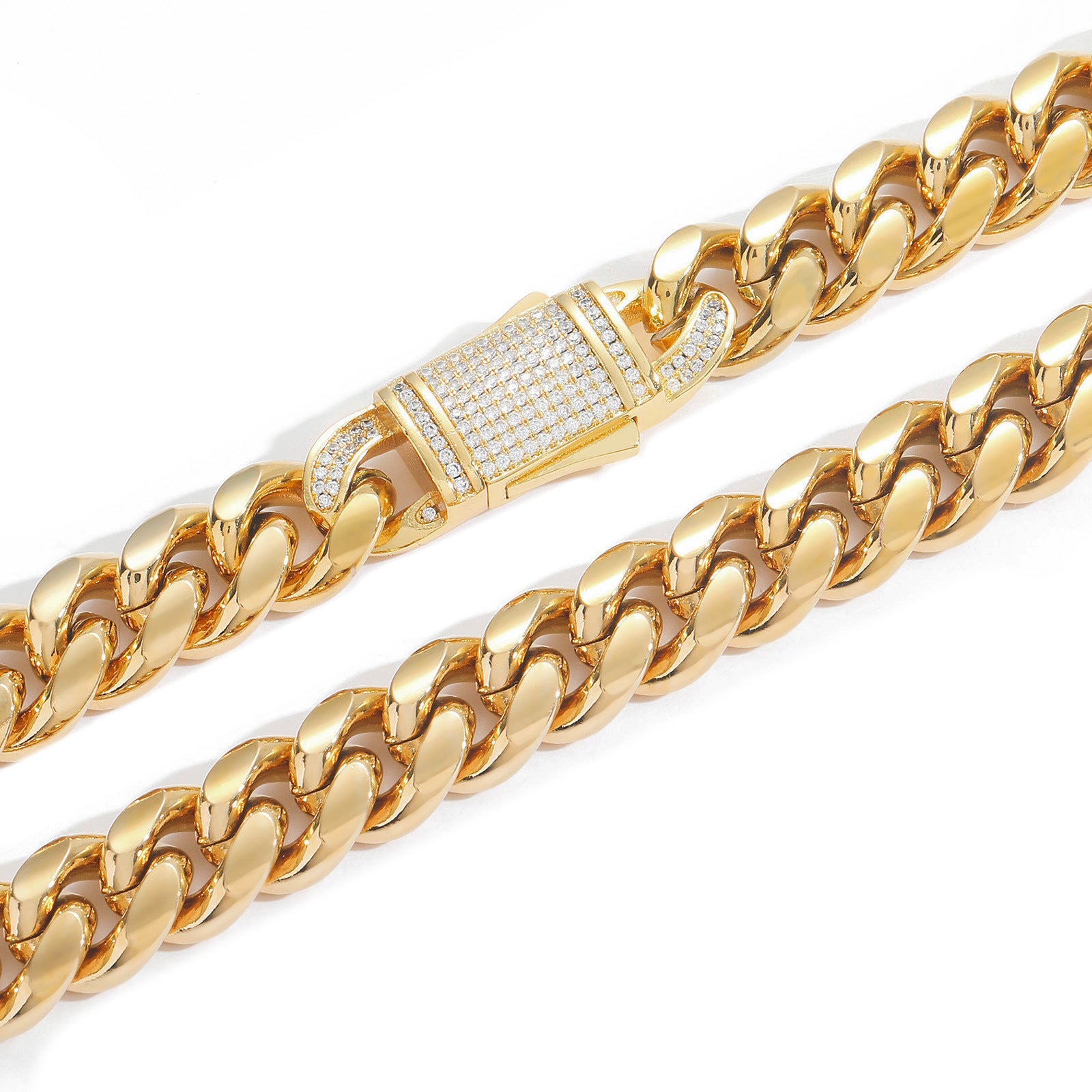 12MM 14K  Gold Plated Iced Out Clasp Miami Cuban Link Bracelet