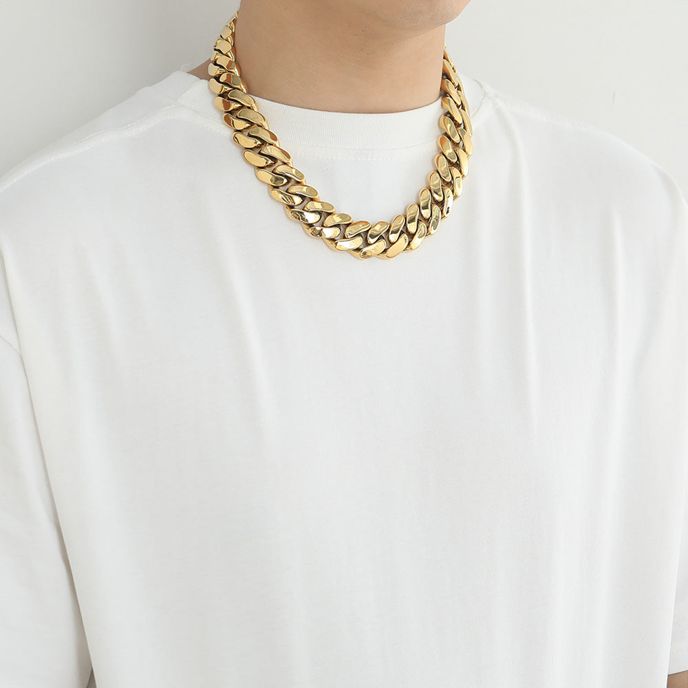Mens 22MM 18K Gold Plated Miami Cuban Link Bracelet