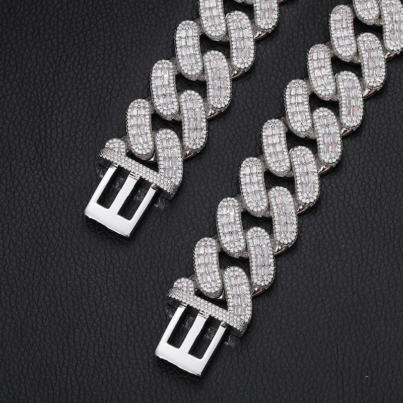 28MM White Gold Diamond Square Zircon Cuban Chain