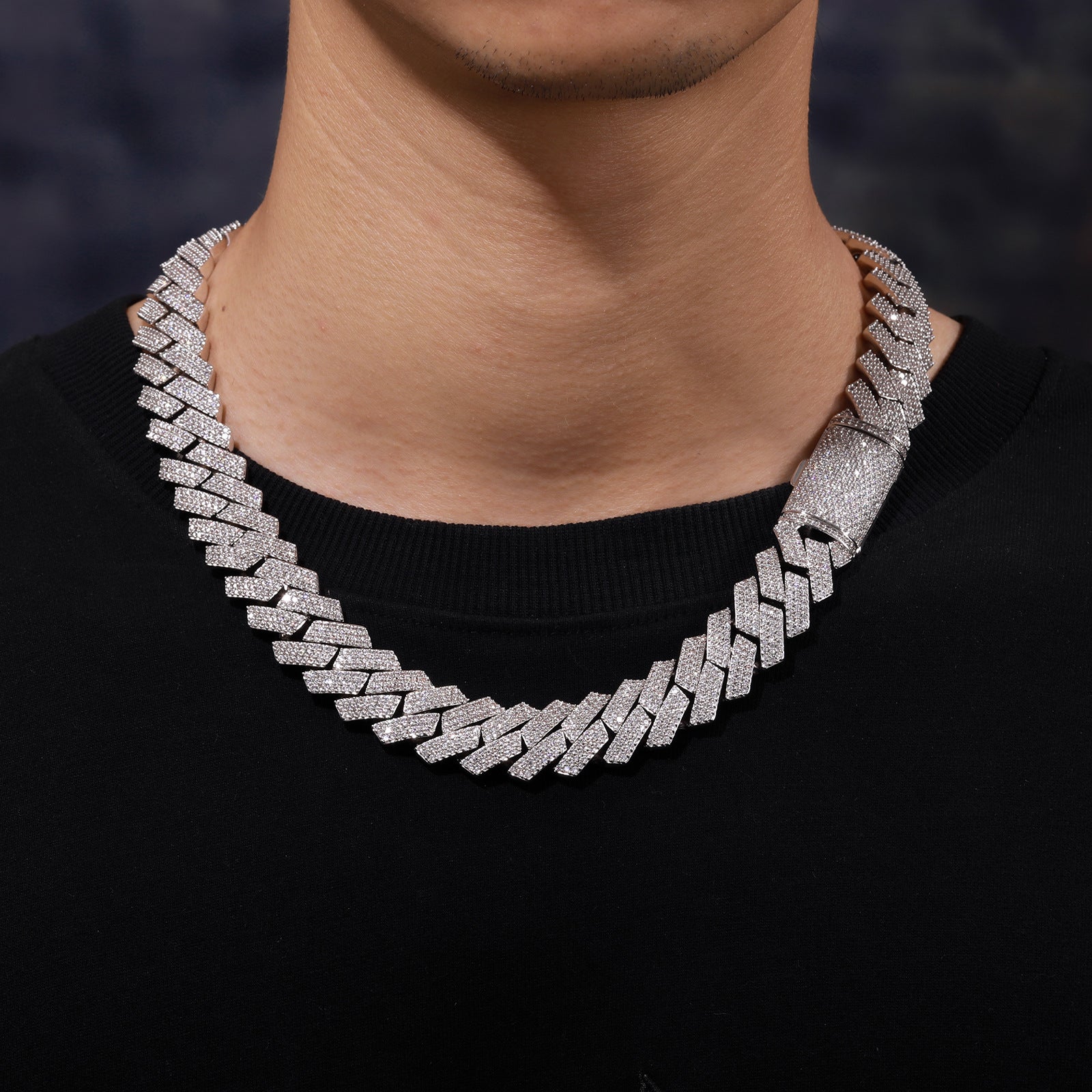 16MM White Gold Plated Iced Out Prong Cuban Link Chain