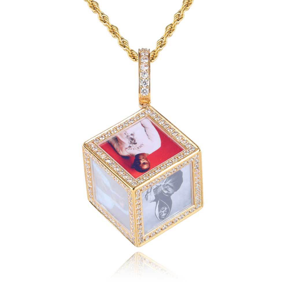 Cube memory photo pendant zircon DIY Thegoldlinks