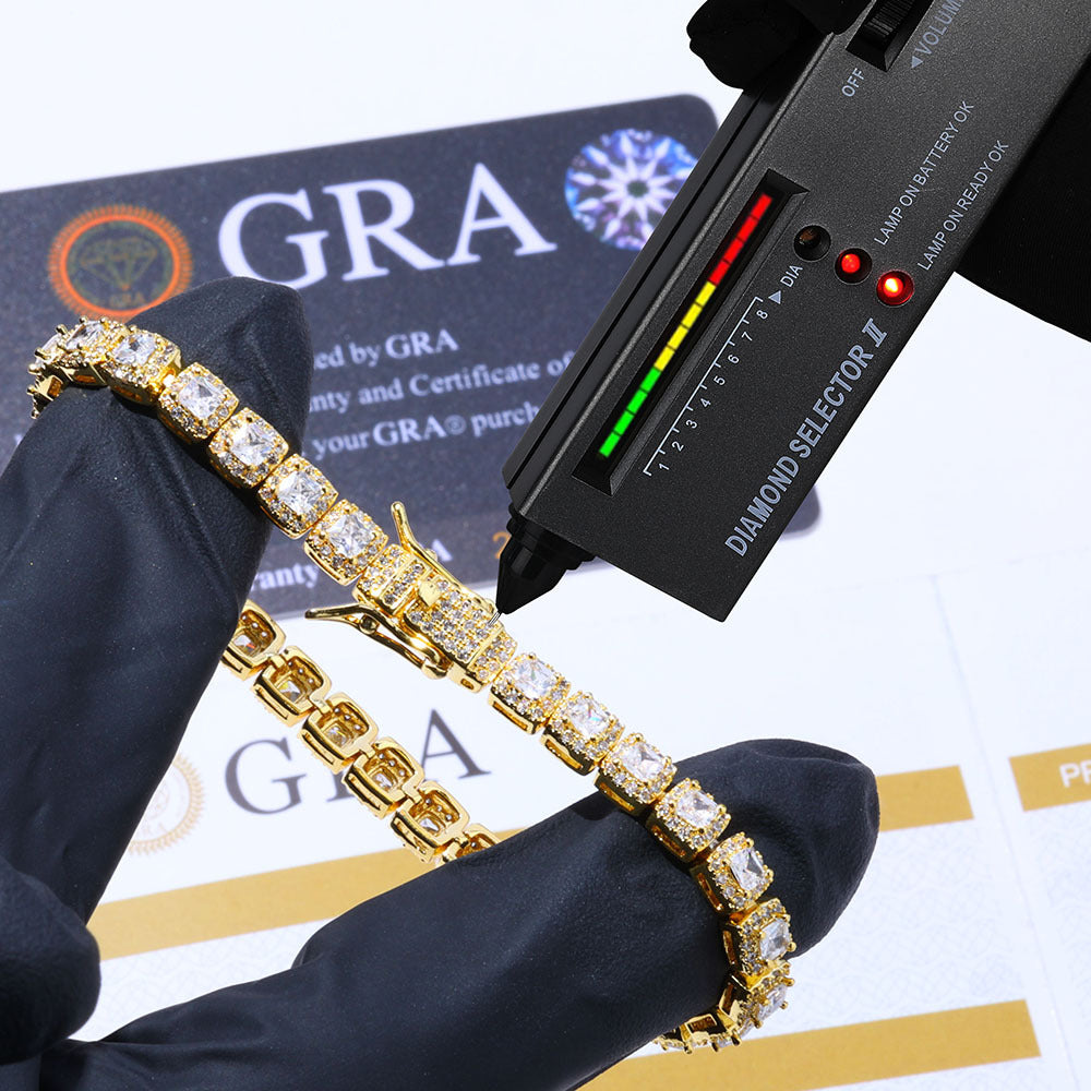 5mm  Gold S925 silver moissanite full diamond rock candy tennis bracelet Gubanlink