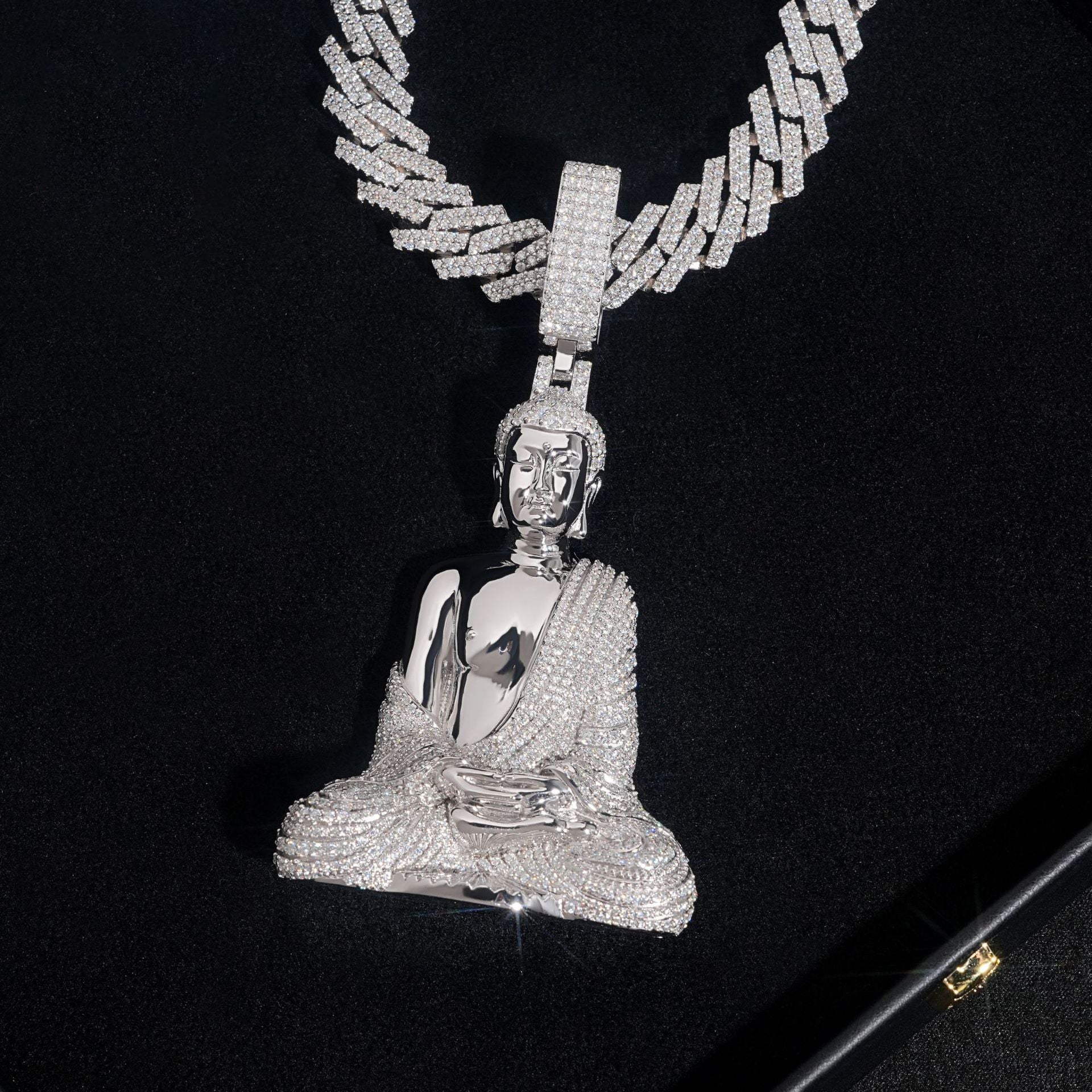 Buddha Pendant VVS Moissanite S925 Silver Icy Crystal
