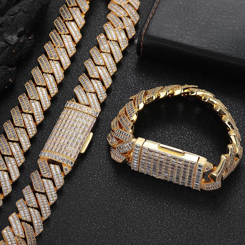 20mm Double row T square Zircon Diamond Cuban Chain